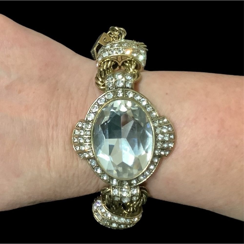 Heidi Daus Statement Piece Gold and Silver Crystal Bracelet. NWOT